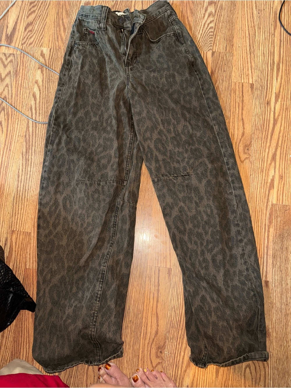 BDG Women's Leopard-Print Boyfriend Jeans in Olive